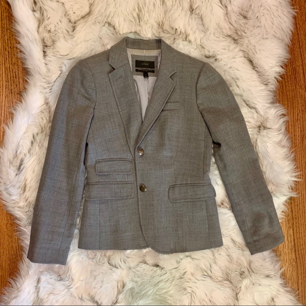 Jcrew Schoolboy Grey Blazer 98% Wool Size 2
